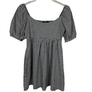 Pomander Place Tuckernuck Abigail Dress Womens M Black Gingham Babydoll Cottage